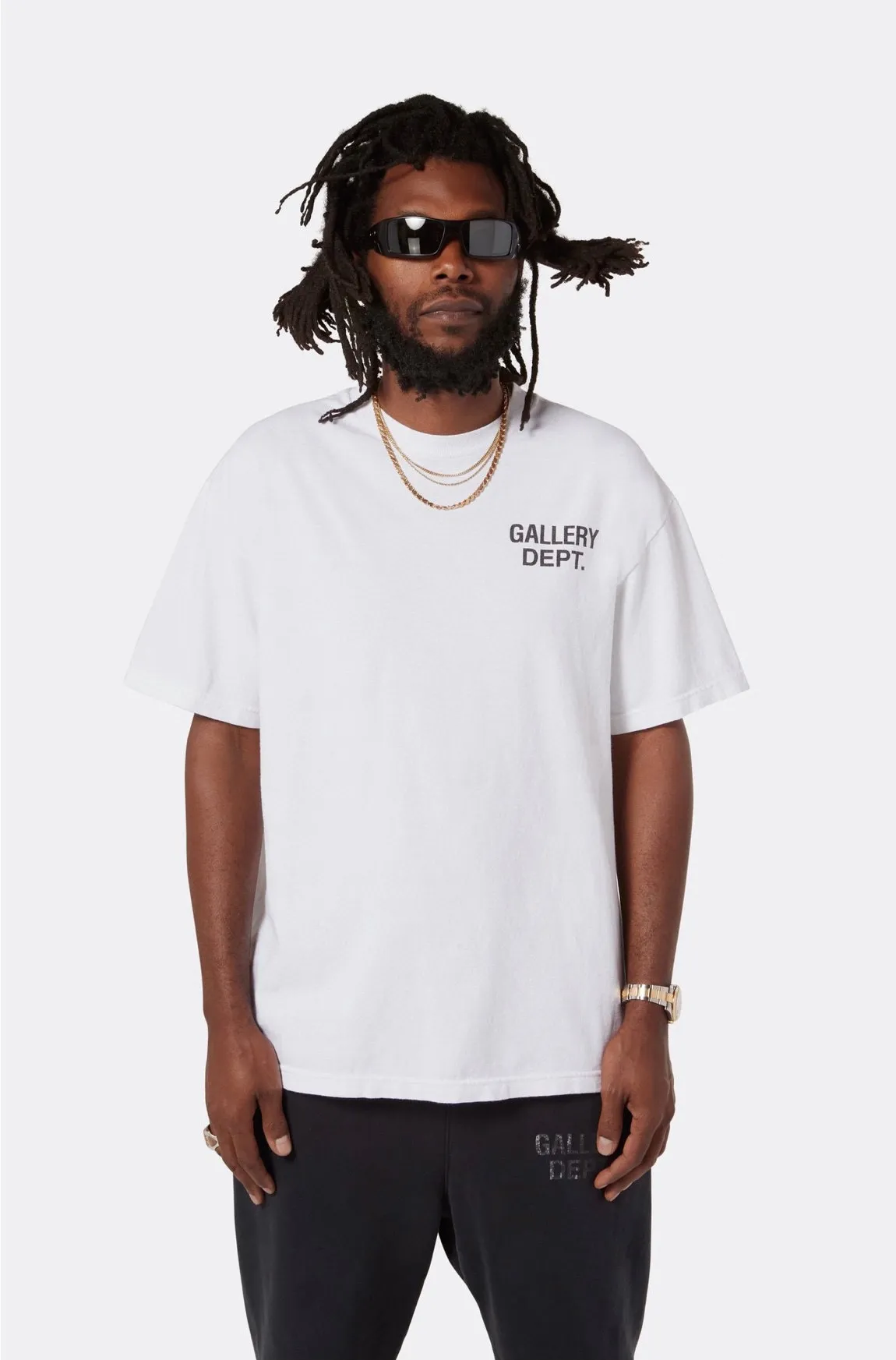 GALLERY DEPT. SOUVENIR TEE English LOGO commemorative basic short-sleeved white S-XL original consistent cotton and linen cylindrical fabric high poundage 230g fabric accessories matching correct version